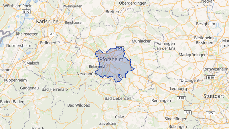 Karte von Pforzheim
